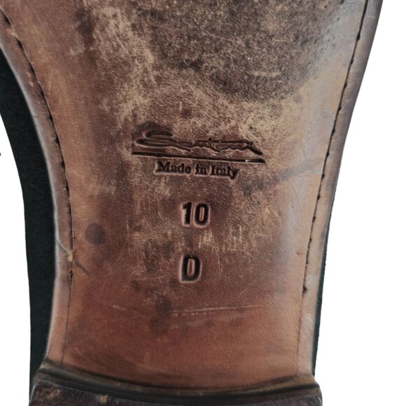 Santoni Italy Navy Blue Suede Leather Dress Shoes Mens Size 10D Slip-on Loafers - Picture 10 of 12